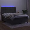 vidaXL Cama box spring c/ colch&atilde;o/LED 140x200cm veludo cinzento-escuro