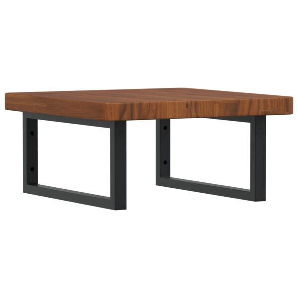 vidaXL Prateleira de parede p/ lavat&oacute;rio a&ccedil;o/madeira carvalho maci&ccedil;a