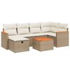 vidaXL 7 pcs conjunto de sof&aacute;s p/ jardim com almofad&otilde;es vime PE bege