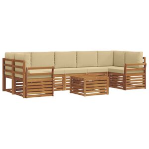vidaXL Conjunto de Sof&aacute;s para Exterior 8 unid. Natural e Bege