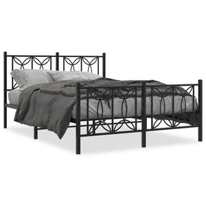 vidaXL Estrutura de cama com cabeceira e pés 135x190 cm metal preto