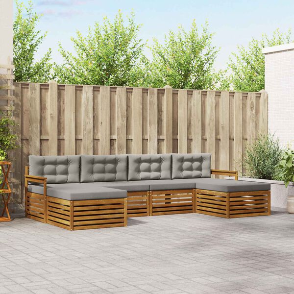 vidaXL Conjuntos de sof&aacute;s com almofada 6 pcs Cinza Natural e Claro