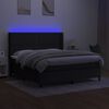 vidaXL Cama box spring c/ colch&atilde;o e LED 160x200 cm tecido preto