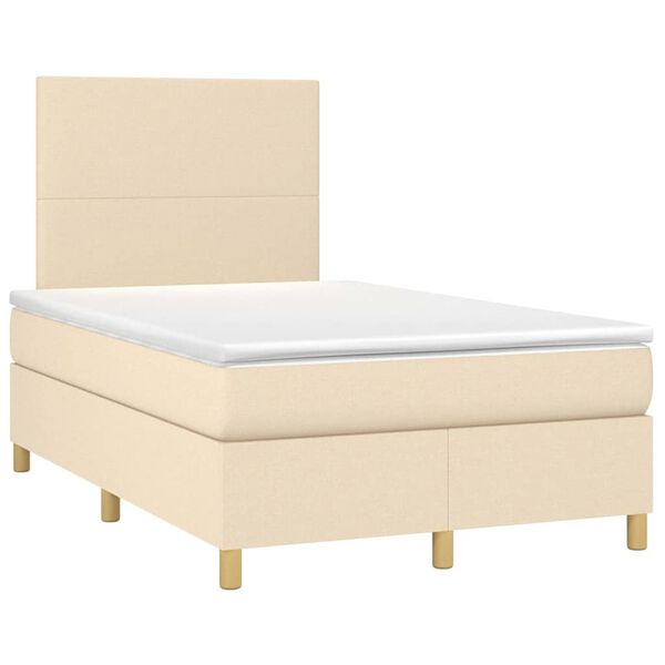 vidaXL Cama boxspring com colch&atilde;o 120x190 cm tecido cor creme