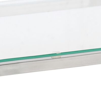 vidaXL Mesa consola aço inoxidável e vidro temperado prateado
