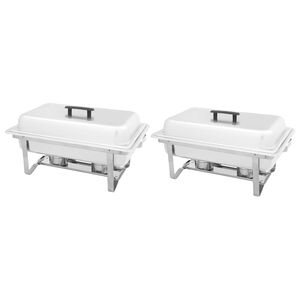 vidaXL Conjunto de rechauds 2 pcs a&ccedil;o inoxid&aacute;vel