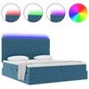 vidaXL Cama com luzes de tira LED Azul Escuro 180 x 200 cm Veludo
