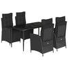 vidaXL 5 pcs conjunto de jantar p/ jardim c/ almofad&otilde;es vime PE preto