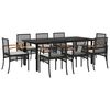 vidaXL 9 pcs conjunto de jantar p/ jardim c/ almofad&otilde;es vime PE preto