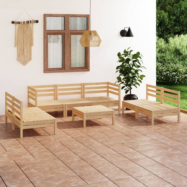vidaXL 8 pcs conjunto lounge de jardim pinho maci&ccedil;o