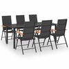 vidaXL 7 pcs conjunto de jantar para jardim preto e castanho