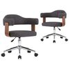 vidaXL Cadeiras jantar girat&oacute;rias 2pcs madeira curvada/tecido cinzento