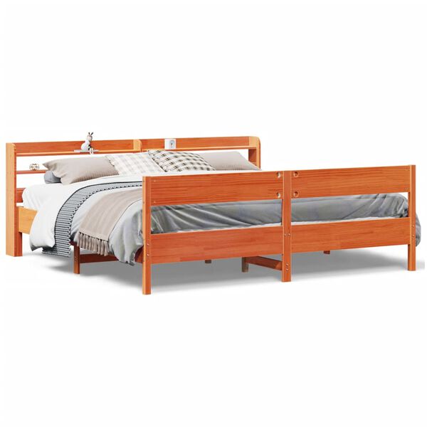 vidaXL Cama sem colch&atilde;o 200x200 cm pinho maci&ccedil;o castanho-mel