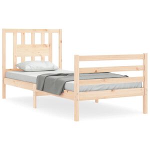 vidaXL Estrutura cama de solteiro c/ cabeceira madeira maci&ccedil;a