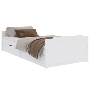 vidaXL Estrutura de cama com gavetas 90x200 cm pinho maci&ccedil;o branco