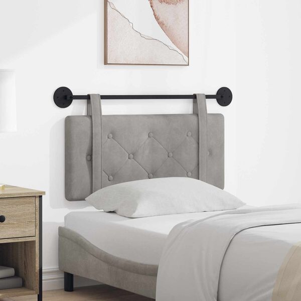 vidaXL Cabeceira Suspensa Cinzento-claro 90 x 55 x 5 cm Veludo
