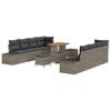 vidaXL Conjunto de Sof&aacute; de Jardim com almofada 11 pcs Cinzeto vime PE