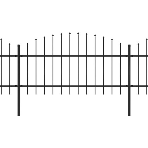 vidaXL Cerca de jardim com topo em forma de lan&ccedil;a em a&ccedil;o 1603,5x125 cm, preta