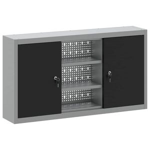 vidaXL Arm&aacute;rio de Ferramentas Preto e Cinza 100 x 20 x 55 cm