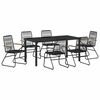 vidaXL Conjunto de Jantar para Jardim 7 pcs Preto A&ccedil;o revestido a p&oacute;