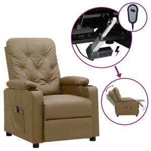 vidaXL Poltrona reclin&aacute;vel el&eacute;trica couro artificial cor cappuccino