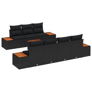 vidaXL Conjunto de Sof&aacute; de Jardim 8 pcs Preto Rattan Sint&eacute;tico