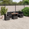 vidaXL 7 pcs conjunto de sof&aacute;s p/ jardim c/ almofad&otilde;es vime PE preto