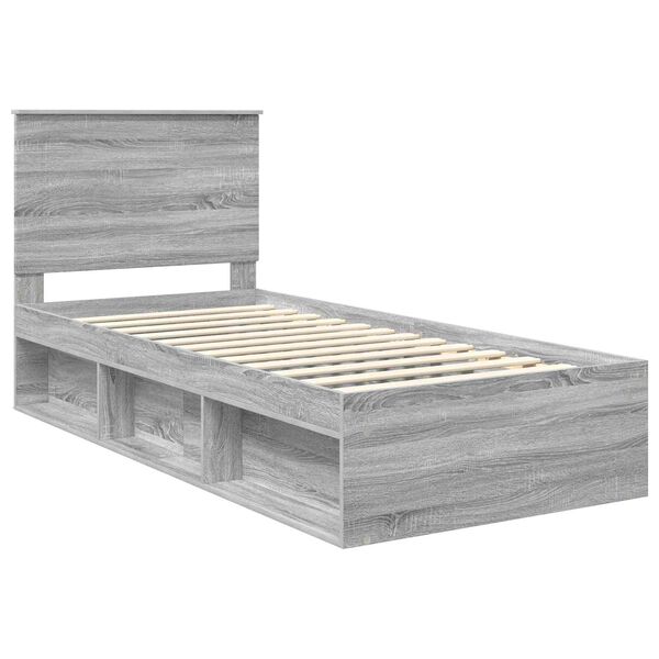 vidaXL Estrutura da Cama com cabeceira Cinza Sonoma 75 x 190 cm
