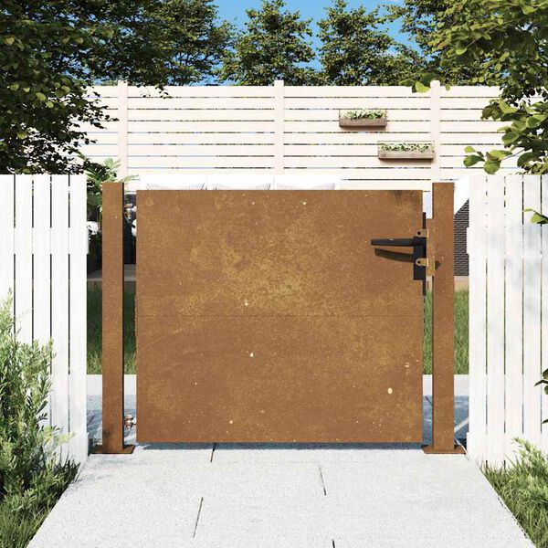 vidaXL Port&atilde;o de jardim 100x100 cm A&ccedil;o Corten