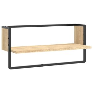vidaXL Prateleira de parede com barra 65x25x30 cm carvalho sonoma