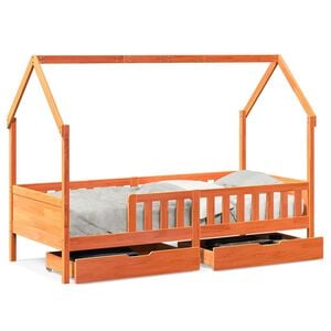 vidaXL Estrutura de cama infantil c/ gavetas 90x200 cm pinho maci&ccedil;o