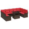 vidaXL Conjunto de Sof&aacute; de Jardim com almofada Manual 10 pcs Castanho