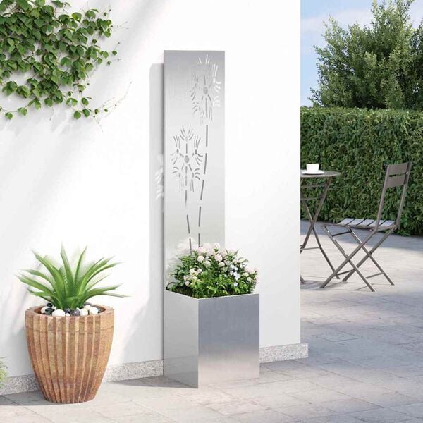 vidaXL Tela de Privacidade para Jardim Floral Prata 32 x 150 cm