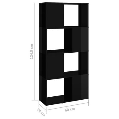 vidaXL Estante/divisória 60x24x124,5 cm preto brilhante