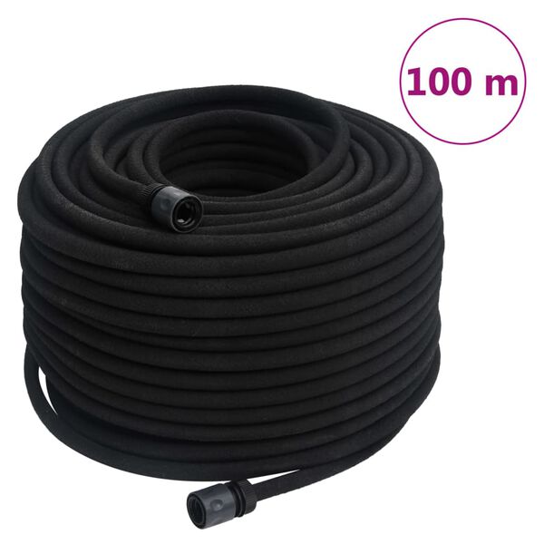 vidaXL Mangueira para rega gota-a-gota de jardim 100 m borracha preto