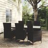 vidaXL 7 pcs conjunto jantar exterior com almofad&otilde;es vime PE preto