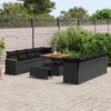 vidaXL Conjunto de Sof&aacute; de Jardim com almofada 12 pcs Preto vime PE