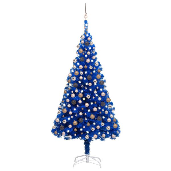 vidaXL &Aacute;rvore Natal artificial pr&eacute;-iluminada c/ bolas 240cm PVC azul