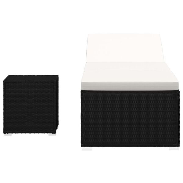 vidaXL Espregui&ccedil;adeira almofad&atilde;o e mesa de centro vime PE branco nata