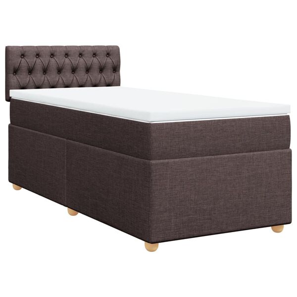 vidaXL Cama com molas/colch&atilde;o 90x190 cm tecido castanho-escuro