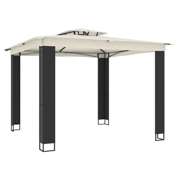 VidaXL Gazebo com telhado duplo 2,94x2,94 m aço creme