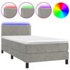 vidaXL Cama box spring c/ colch&atilde;o/LED 90x190 cm veludo cinzento-claro