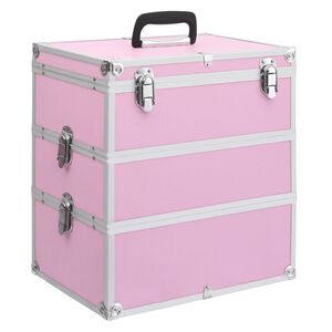 vidaXL Caixa de maquilhagem 37x24x40 cm alum&iacute;nio cor-de-rosa