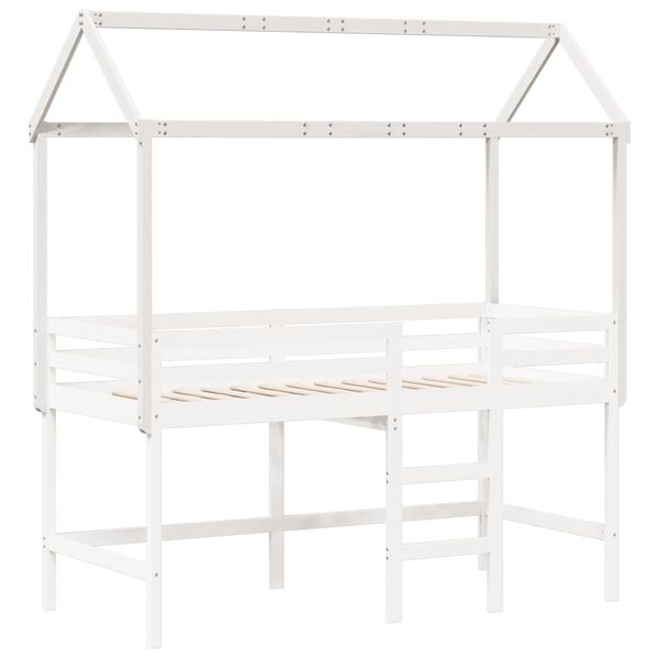 vidaXL Telhado de cama infantil 217x85,5x154 cm pinho maci&ccedil;o branco