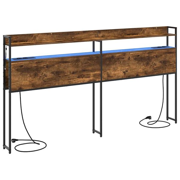 vidaXL Cabeceira de armazenamento com cabeceira Carvalho fumado 180 cm