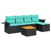 vidaXL 6 pcs conjunto sof&aacute;s de jardim c/ almofad&otilde;es vime PE preto