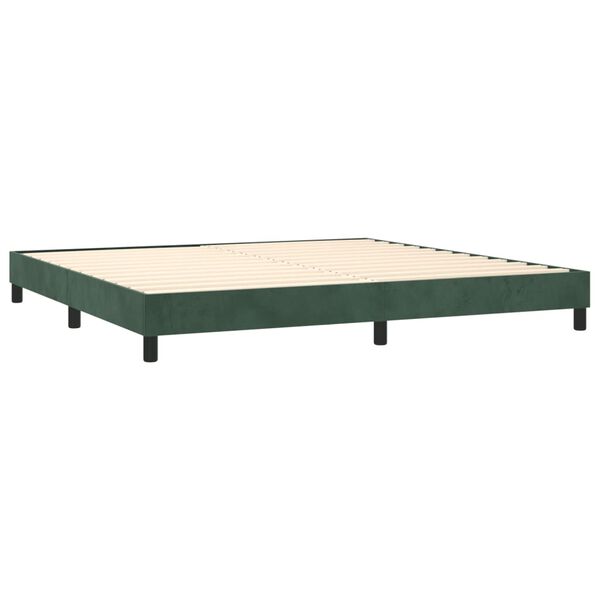 vidaXL Cama com molas/colch&atilde;o 200x200 cm veludo verde-escuro