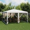 vidaXL Tenda p/ festas c/ 8 paredes laterais malha 4x4 m PEAD branco