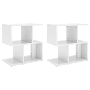 vidaXL Mesas de cabeceira 2pcs derivados de madeira branco brilhante
