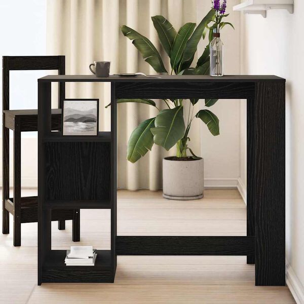 vidaXL Mesa de bar com prateleira Carvalho Preto 124 x 46 x 103.5 cm